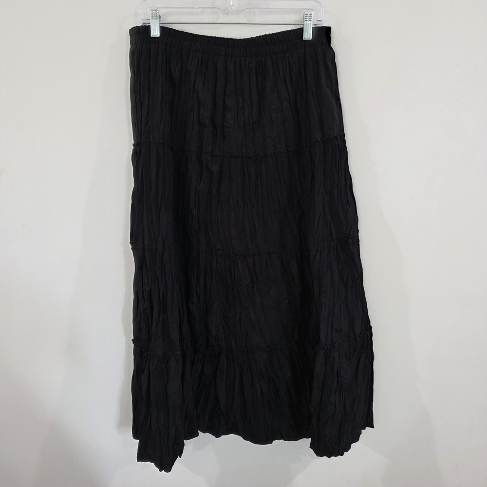 Womens Pleated Maxi Skirt Size XL Black Ren Faire Fairy Victorian Whimsigoth